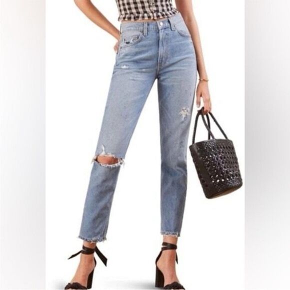 Reformation Julia High Waist Cigarette Jean Straight Leg Distressed Size 28 - Picture 1 of 9